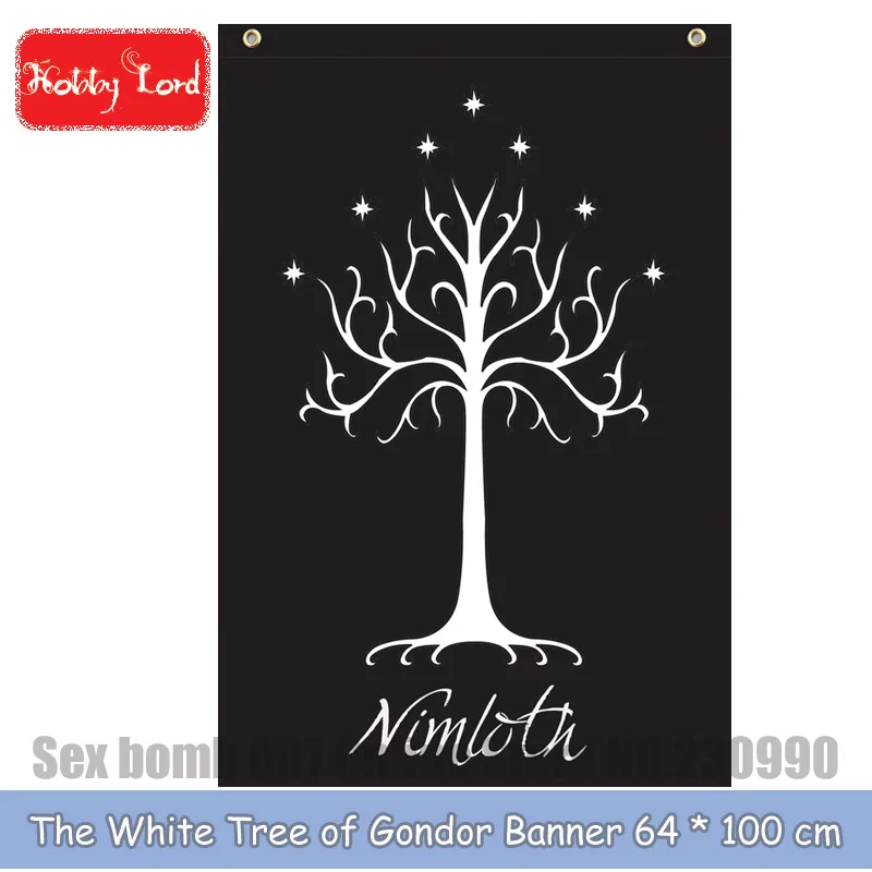 

The white tree of Gondor banners of Tolkien novel Lord of the Rings Cosplay props flag medieval battle Flag 64*100cm