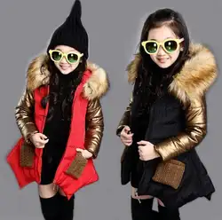 Новая зимняя длинная верхняя одежда из хлопка высокого качества для девочек, детская модная утепленная куртка для девочек, детское вязаное