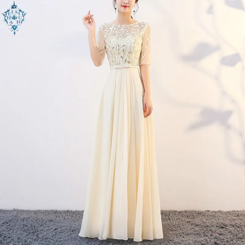 

Ameision sexy Evening Dresses 2019 Long Prom Dress Floor Length Gown Beaded Lace Flower Sequin Party Formal dress evening gown