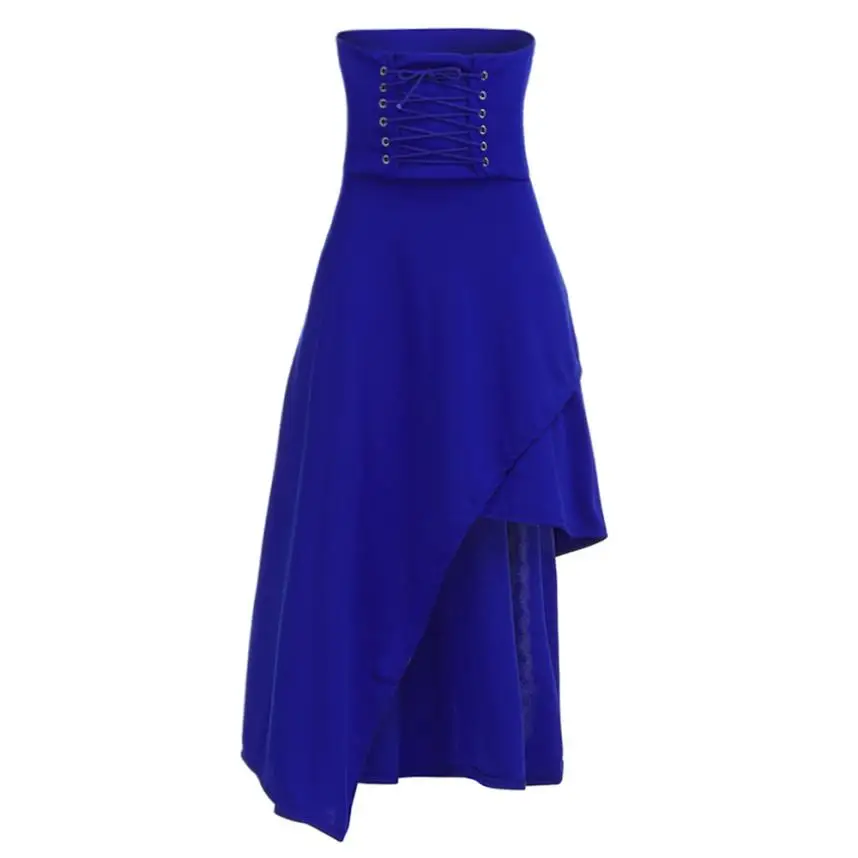 Женская повязка с ремешками на шнуровке на молнии с высокой талией длинная Асимметричная готическая юбка - Цвет: 1
