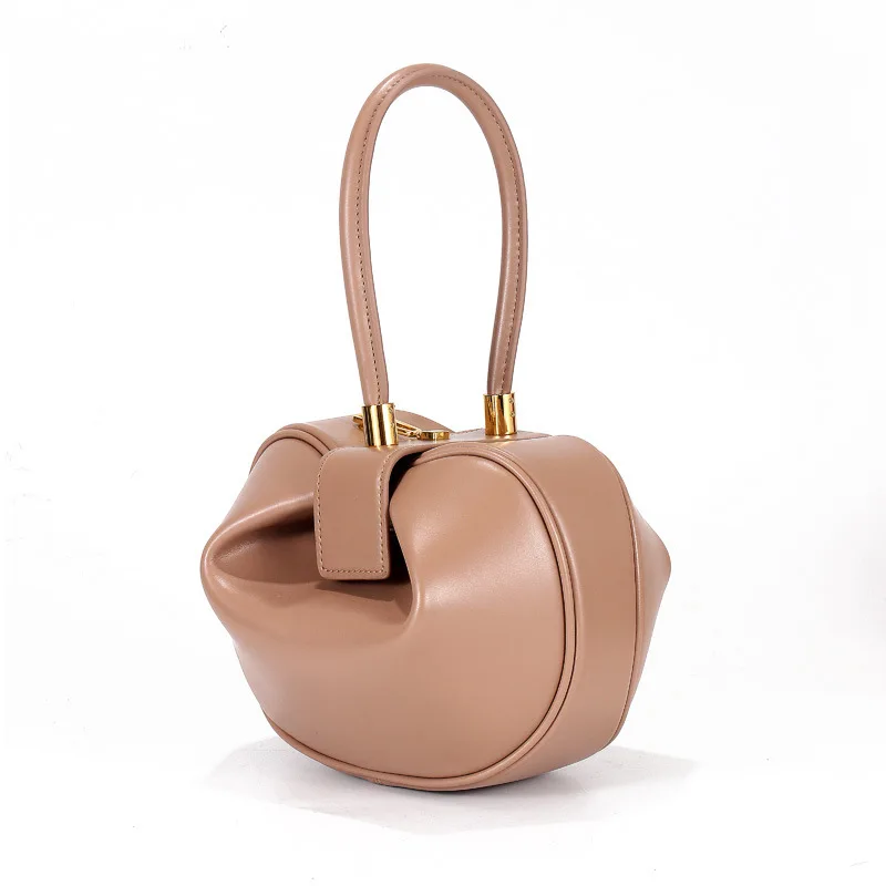 

Miyahouse New Fashion Genuine Leather Bell Shape Bag Women Luxury Dumpling Top-handle Bag Lady Bell Shape Tote Handbag