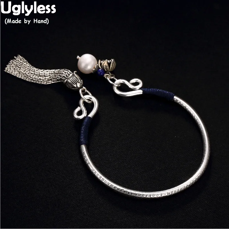 Uglyless экзотические серебряные браслеты с кисточками для женщин цельные 99.9% Полный