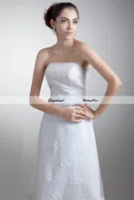 Wholesale Lace Strapless A Line Beading Tea length Wedding Dress Custom made Plus size WD83537