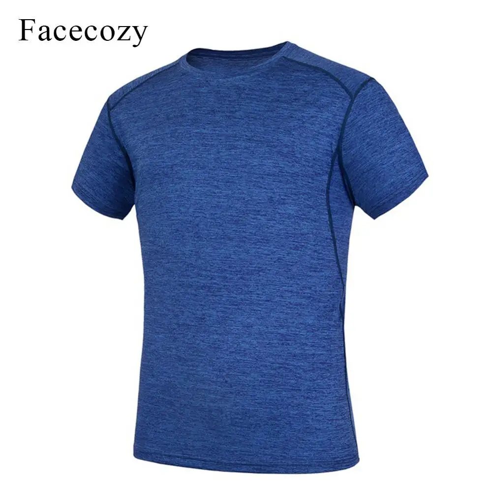 Facecozy мужские летние эластичные спортивные футболки для тренировок однотонные