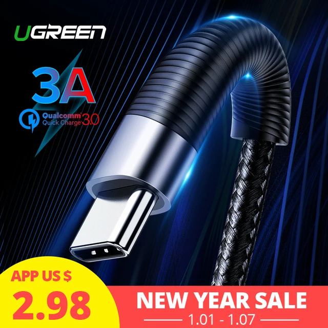 Cheap Ugreen USB Type C Cable for Samsung S8 S9 Plus 3A Fast Charging USB C Charger Data Cable for Xiami Mi8 Mobile Phone Charger Cord Cheap Ugreen USB Type C Cable for Samsung S8 S9 Plus 3A Fast Charging USB C Charger Data Cable for Xiami Mi8 Mobile Phone Charger Cord