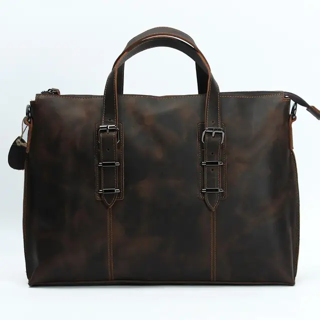 Mens genuine leather laptop case computer bag handbag cowhide leather ...