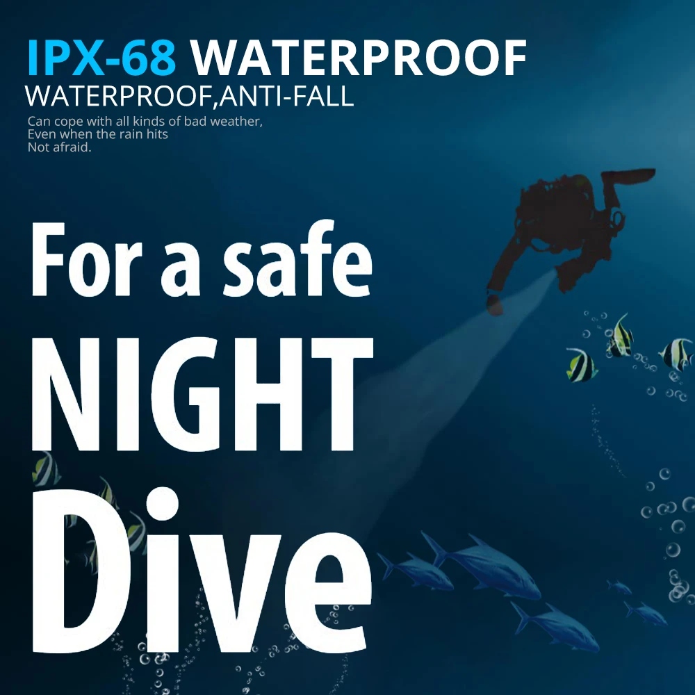 Водонепроницаемый подводный фонарик IP68 профессиональный для дайвинга 5 * T6 L2 200