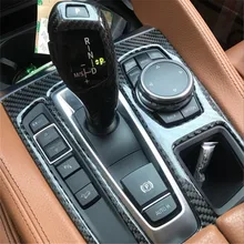 Углеродного волокна автомобиль КПП Панель украшения КПП консоль рама Стикеры для BMW X5 F15 X6 F16- автомобилей для укладки