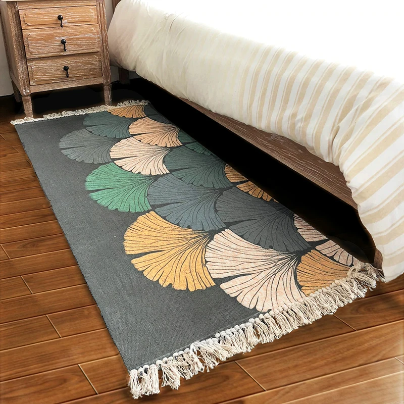 

Kilim Cotton Blending Linen Bedside Carpets Hand Made Decorative Area Rugs For Living Room/Bedroom Entrance Doormat Bedside Rugs