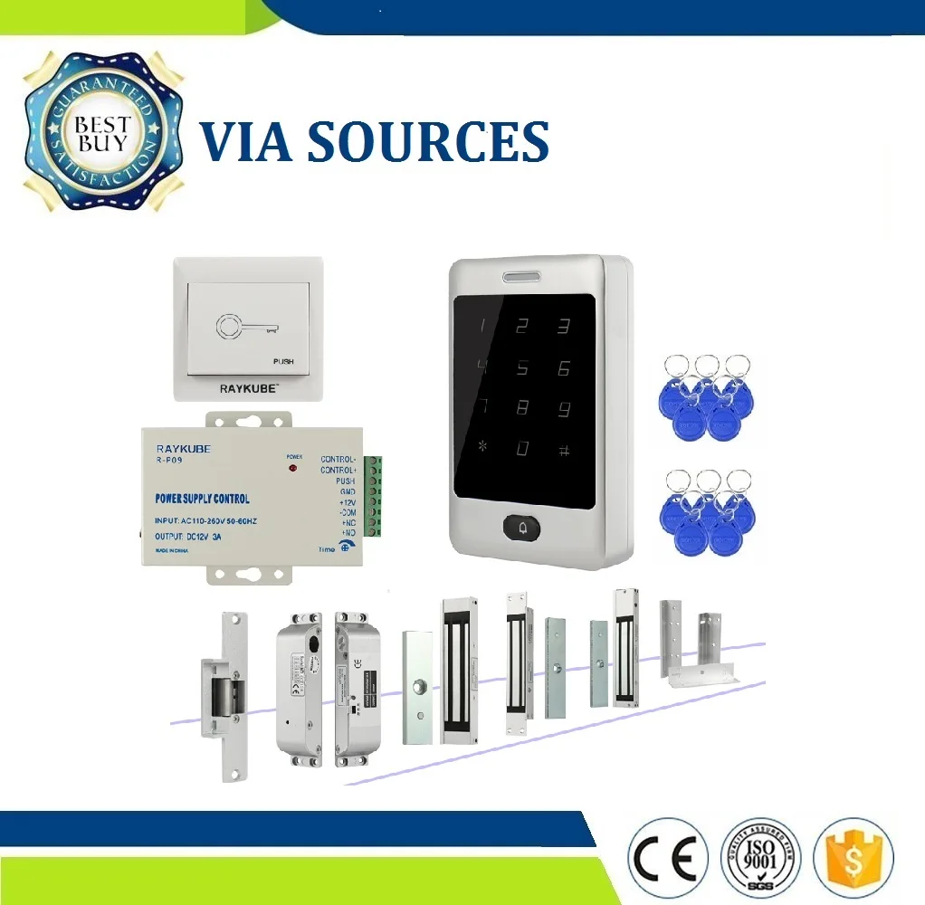 

Direct Factory System RFID Keys Electronic locks Kit Set Full Option With Metal Touch Keypad Door Access Control Kit