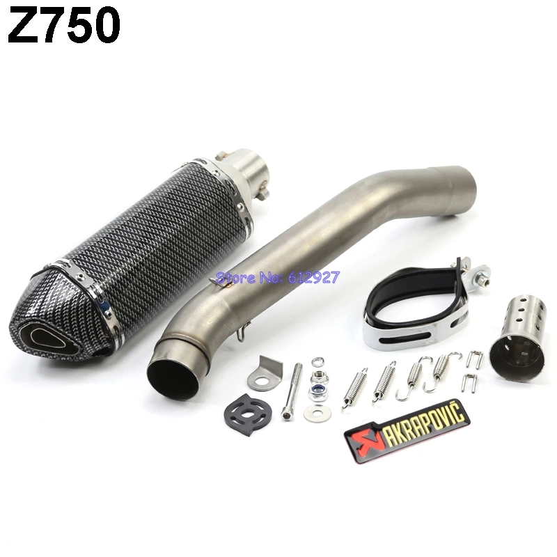 

Motorcycle Z750 Exhaust Pipe Muffler System Slip On Stainless Steel Motorbike Akrapovic Exhaust Muffler Pipe and Middle Pipe