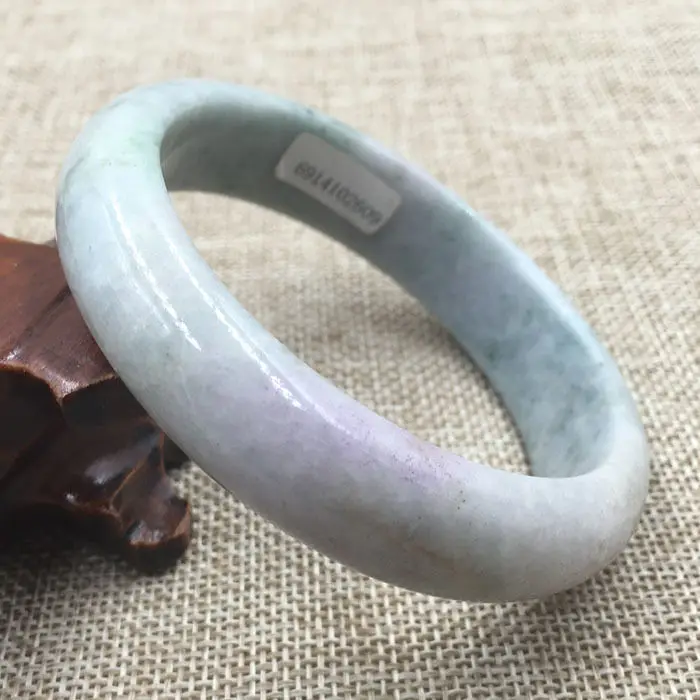 

63mm Certified Grade A Natural Lavender Green Jadeite Jade Bracelet Bangle 2609