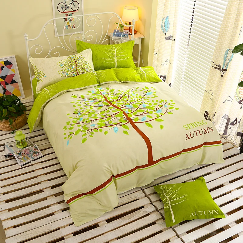 

Modern Style Green Tree Pattern Bedding set Home Textiles Bedspread Home 4Pcs Duvet Cover set +Bed Sheet+Pillowcase Furniture