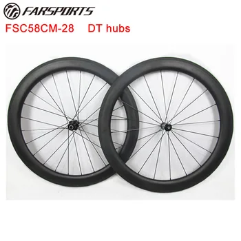 

18 months warranty 700C 58mm x 28mm carbon wheels for road bicycle with DT 350s hub , Farsports Professional wheels builder