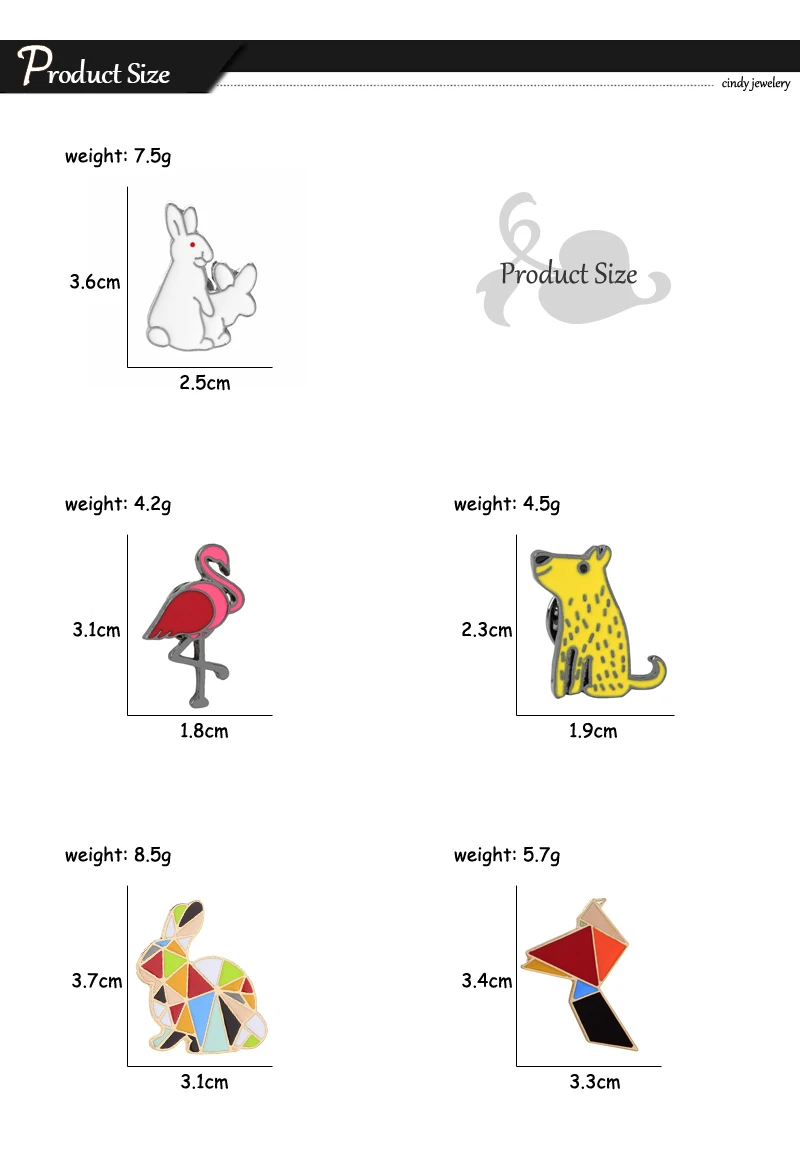 Креативная мультяшная Геометрическая разноцветная эмалированная брошь в виде кролика, фламинго, милого кота, заколки для джинсовой одежды, пуговиц для рубашки, броши в виде животных