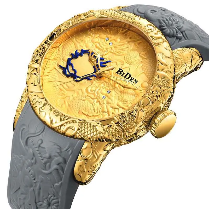 

Men Watches Fashion 3D Engraved Dragon Relogio Masculino Luxury Top Brand Quartz Watch Waterproof Sport Male Clock