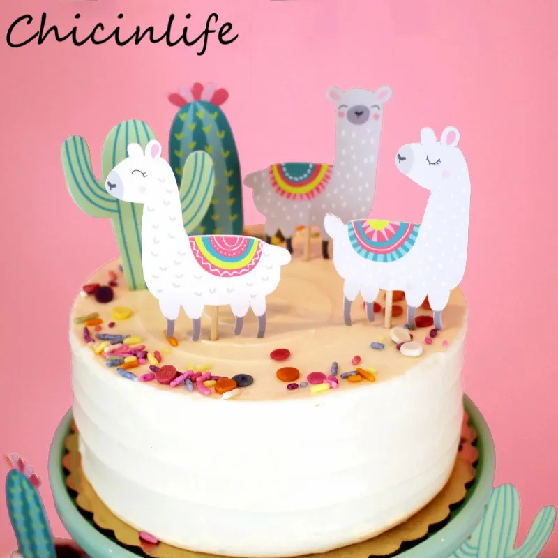 Chicinlife 5 шт. Альпака ламы и кактус капкейки топперы декор для свадьбы дня рождения
