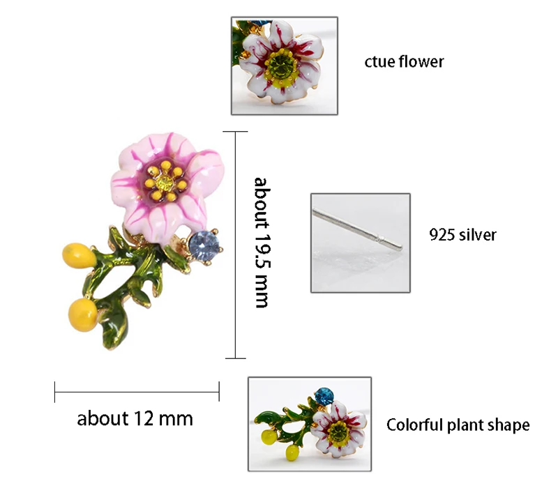 Анис Шарм эмаль цветок Кристалл женские серьги-гвоздики Романтический Красочный глазурь завод маленькие серьги женские Oorbellen ювелирные изделия