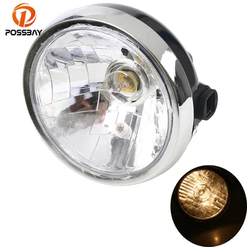 

POSSBAY Black Universal Motorcycle Headlight Cafe Racer Amber Light Headlamp For Harley Touring Honda Yamaha Suzuki Lights