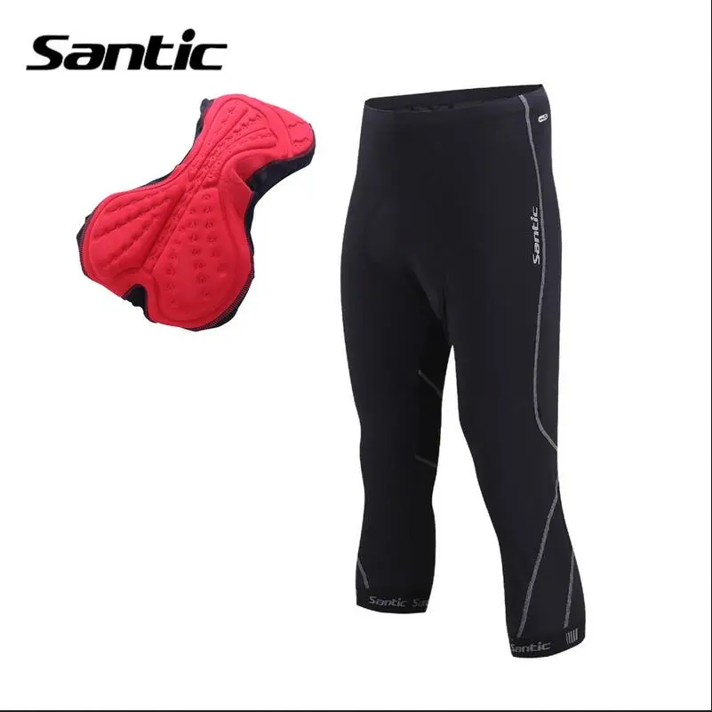 Kopen SANTIC Fietsbroek mannen 3 4 Shorts Trace Met 4D Coolmax Pad Rijden Bike Korte Broek Sportkleding Fiets Kleding korte