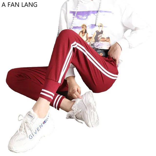 A FAN LANG Autumn 2018 Woman's Sports Stretch Long Pants Female Slacks, Women's Trousers Korean Fashion Sweat Pants Streetwear