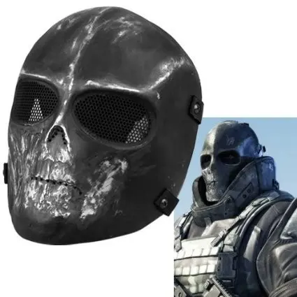 

NEW Skull Face Mask Airsoft Paintball Hunting Full Face Protect Mask Mesh Goggle