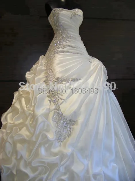 

Gorgeous Ball Gown Ruffles Scoop Strapless Crystal Wedding Dresses Beautiful stunning Bridal Dresses