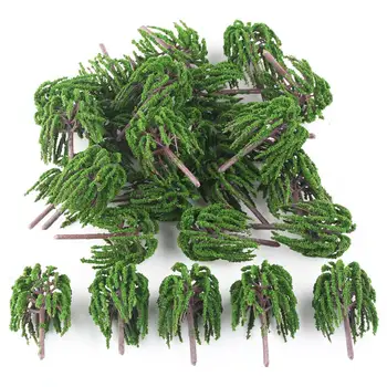 

25pcs Lot Model Trees Willow Rail Garden Park River Road Scenery Train Layout Scale HO 1:100