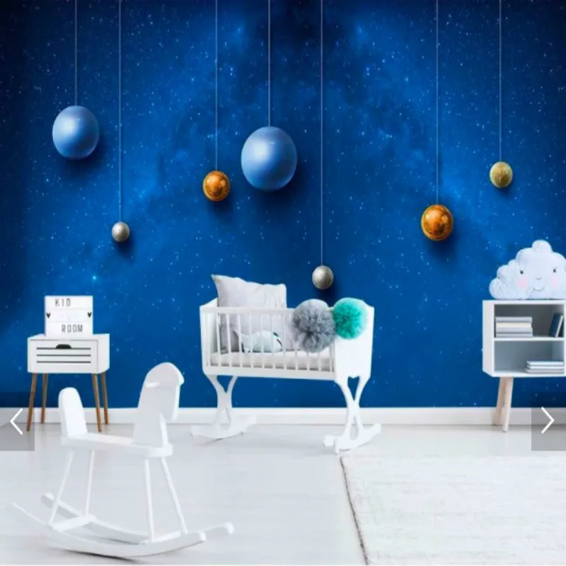 Пользовательские Детская комната настенная бумага 3D Синяя фантазия Звездное океан киты настенная бумага для детской комнаты обои для стен
