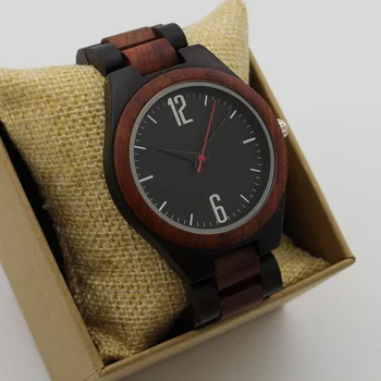 

Japan Quartz Fashion Luxury Man Wood Watch Big Arabic Number Vintage Bamboo Wooden Band Wristwatches Red Hand Antibrittle 2018