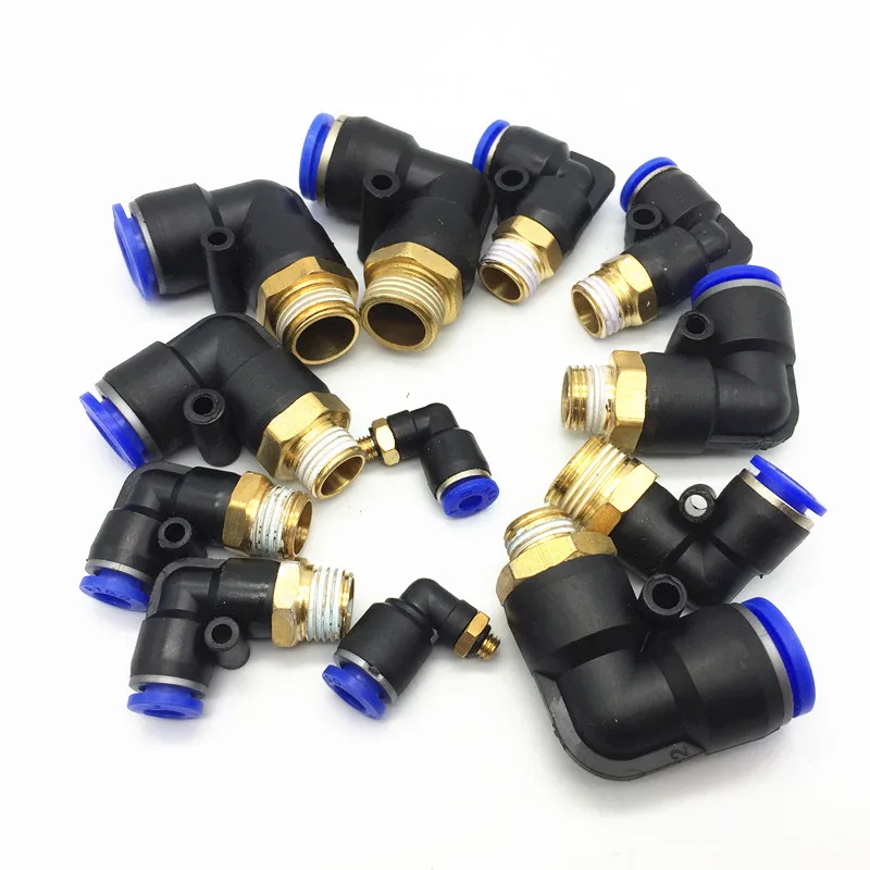 

Pneumatic fittings quick push in connector 1/8'' 1/4'' 3/8'' Male Thread-4 6 8 10 12mm air tube PL6-02 PL8-02 PL6-01 PL8-1