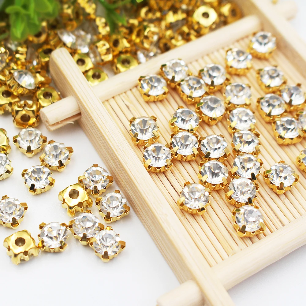 36PCS 500PCS 3.0mm 10mm Sewing Cup Rhinestones Clear Crystals Glass