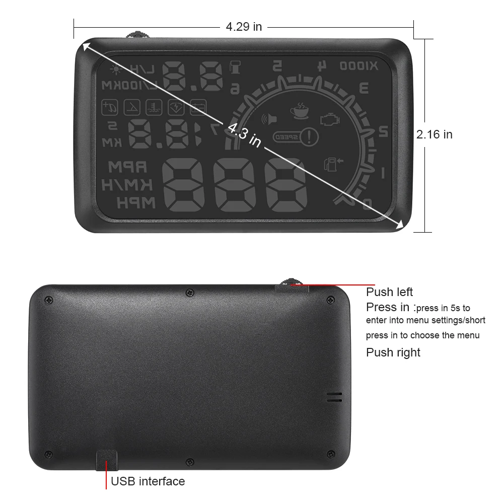 5,5 дюймов автомобильный HUD дисплей ABS OBD2 Предупреждение о превышении скорости лобовое стекло проектор авто электронный сигнал тревоги напряжения практичный