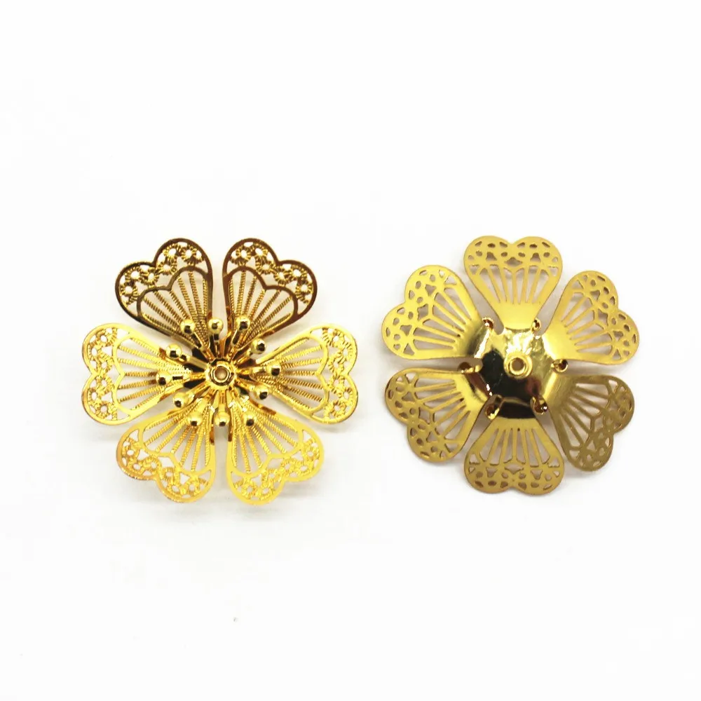 

20 PCS 30mm Metal Copper Flowers Base Setting Hollow Out Flowers Bead Caps Silver Gold Connectors Charm For Jewelry Making