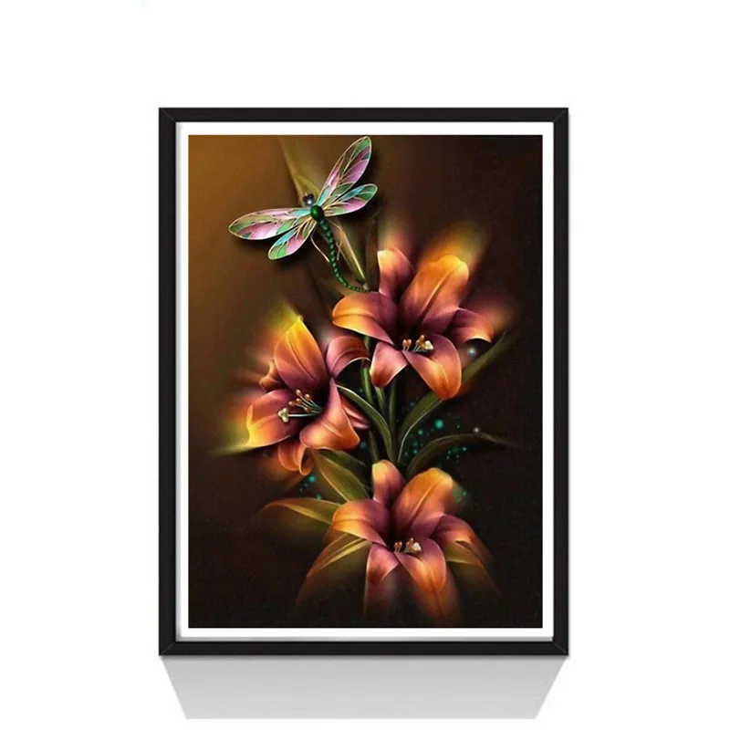 

Diamond Painting Dragon Fly Flower Design Pattern Embroidery Painting Home Kit
