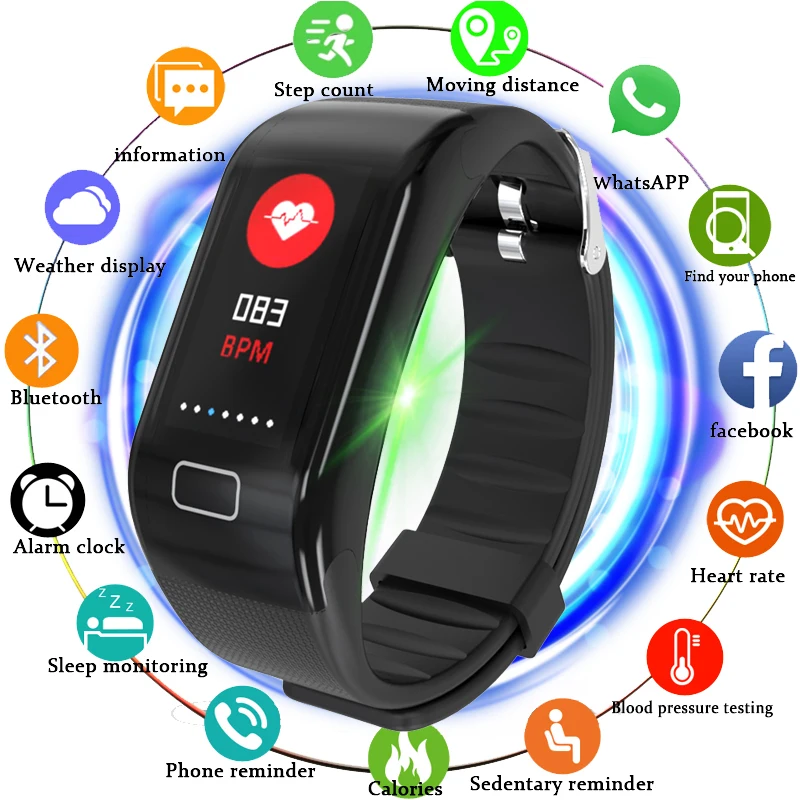 

BANGWEI Smart Watch Color Screen Blood Pressure Heart Rate Monitor Health Fitness Watch Tracker Sport Smart Watch Call Reminder