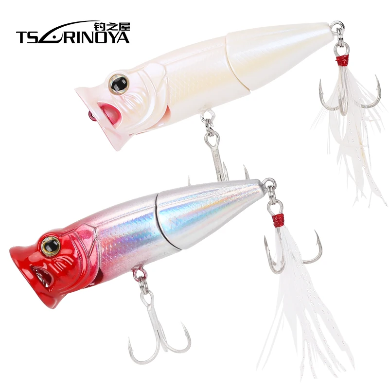 

Trulinoya DW33 70mm/11g Popper Fishing Lure 2 Sections Hard Lures Floating Bait Fishing Artificial Bait With Feather