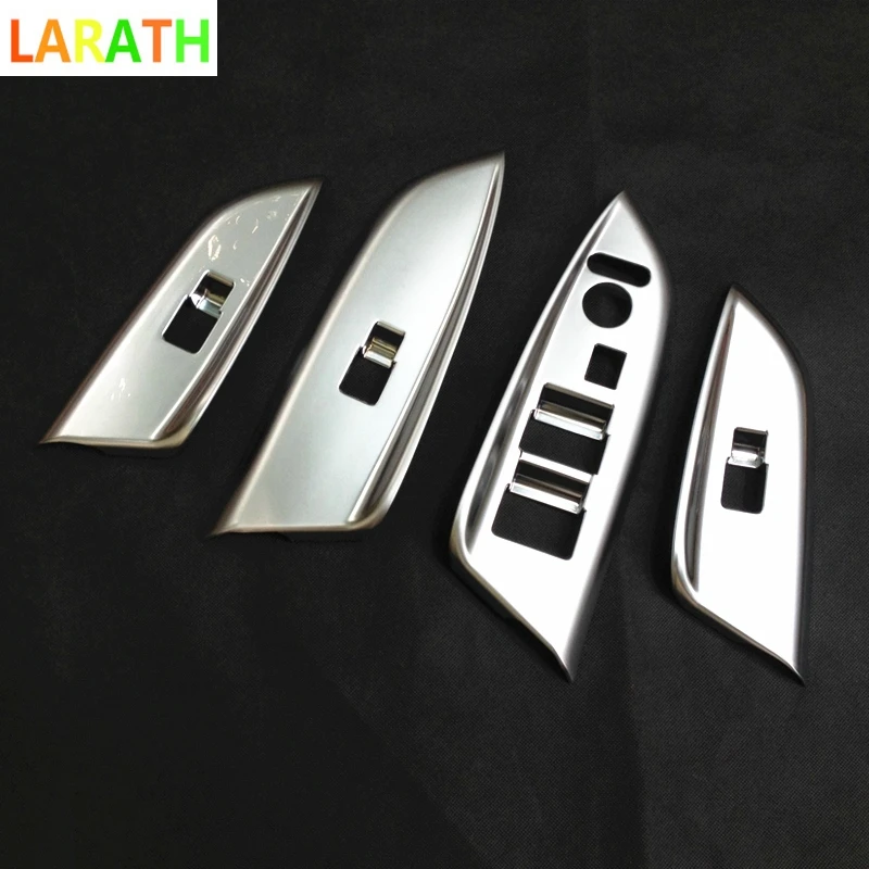 

Car door Window glass inner panel Armrest Lift Switch Button trim frame panel part 4pcs For Honda Fit jazz 2014 2015 2016 2017