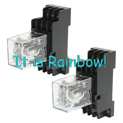 

Free Shipping 2pcs HH54P 24VDC Green Light 14Pin 4NO 4NC Power Relay w Base Socket
