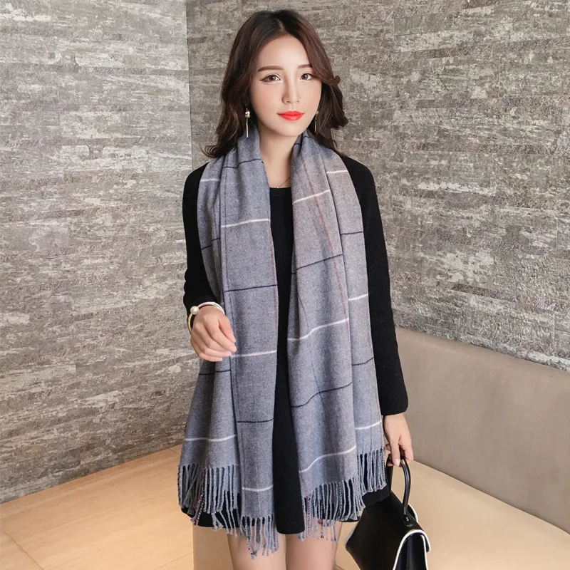 

Winter Women Cashmere Scarf Lic Ponchos and Capes Autumn Female Warm Blanket Shawl Scarvesf Stoles Women Plaid Pashmina Tippet