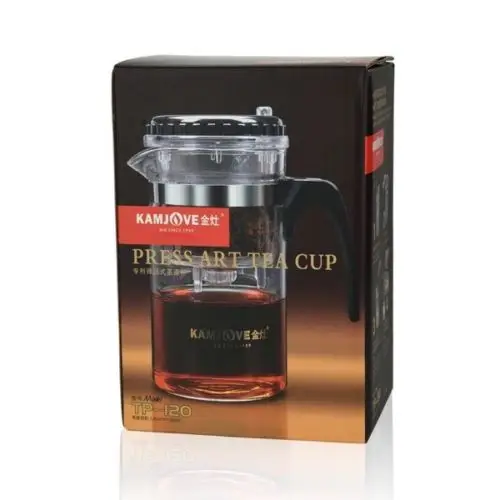 

[GRANDNESS] TP-120 Kamjove Art Tea Cup * Mug & Tea Pot 200ml Glass Teapot Press AUTO-OPEN Flower Tea Pot Convenient Office Pot