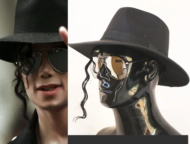 Unforgetting память MJ, Классические черные MJ Шапки Collection1: 1, фетровая шляпка шерстяная платье для сцены головной убор с париком для мужчин