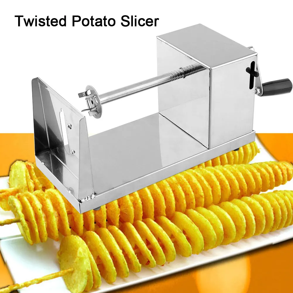

New Stainless Steel Manual Spiral Potato Chips Twister Slicer Cutter Tornado Hot