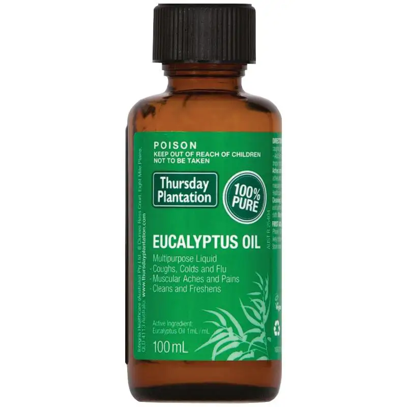 Thursday Plantation Eucalyptus Oil 100% Pure 100ml relieves cold flu symptoms mild arthritic muscular aches pains Massage oil Thursday Plantation Eucalyptus Oil 100% Pure 100ml relieves cold flu symptoms mild arthritic muscular aches pains Massage oil