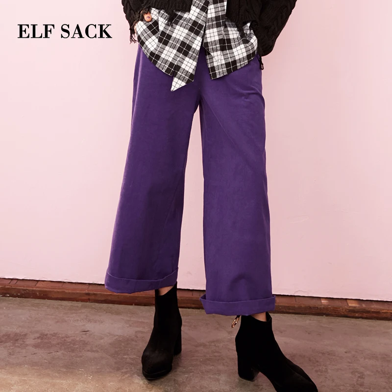 ELFSACK/осенние новые женские штаны хлопковые винтажные Длинные свободные