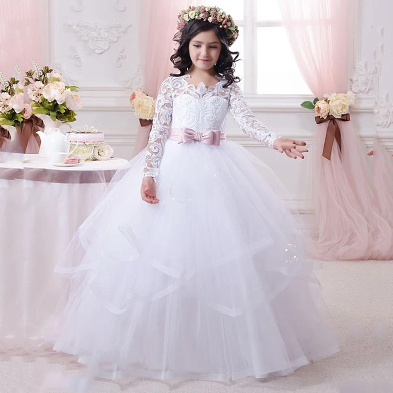 Aliexpress.com : Buy Lovely White Pageant Dresses For Girls Long Flower ...