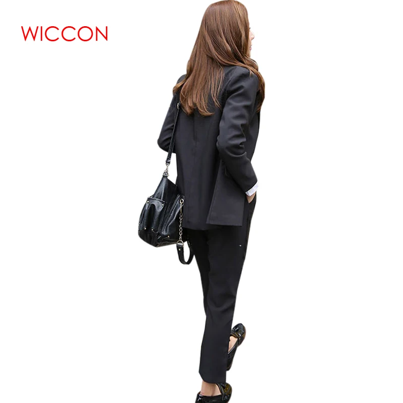 New Spring Autumn Business Women 2 Piece Interview Suit Set Uniform Long-sleeved Blazer And Pants Office Lady Elegant Pant Suits