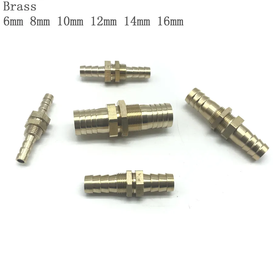 

Brass Hose Tail Barb Fitting Bulkhead Connector Water Air Fuel 6/8/10/12/14/16mm