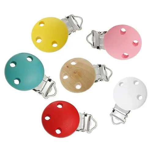 

Funny Round Holes Infant Baby Wooden Pacifier Suspender Clip Dummy Nipple 2019