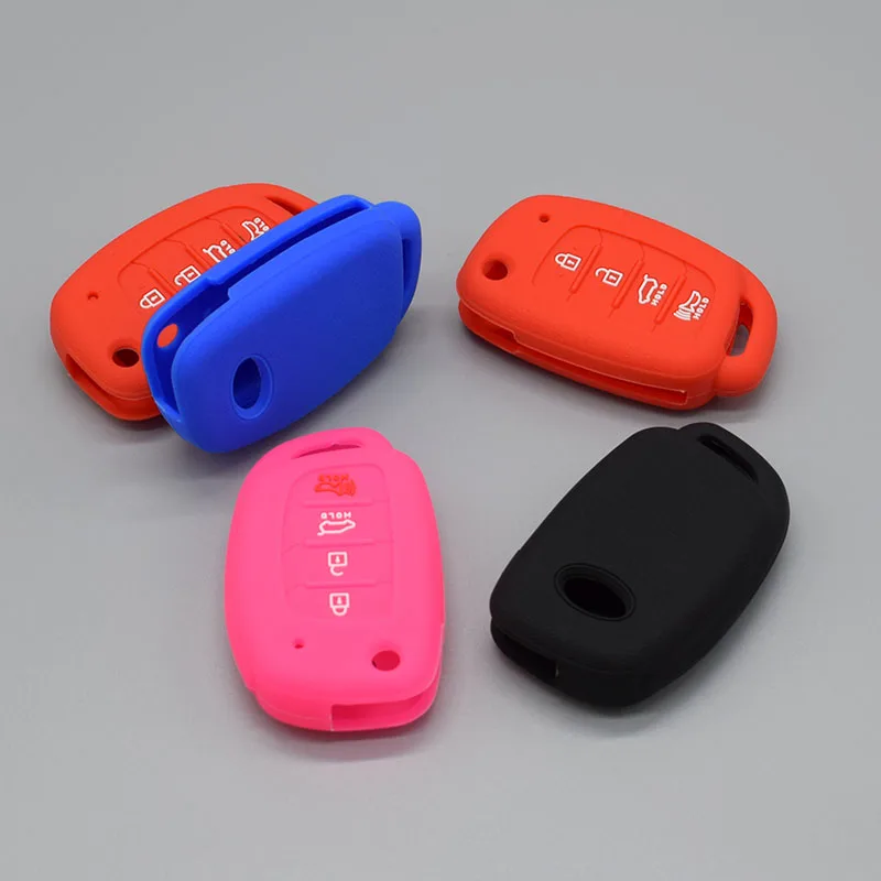 

silicone car key fob case cover for Hyundai Mistra Santa Fe Sonata Tucson Accent HB20 I30 I40 I45 4 button key protector Shell